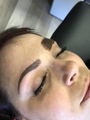 Brow Microblading in process