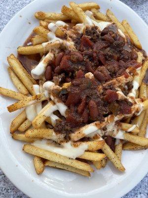 Chili cheese boardwalk fries