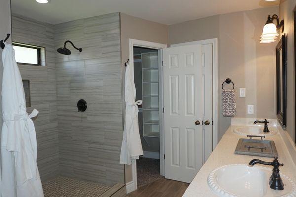 Custom shower and bathroom for a fully remodeled Harvey home.