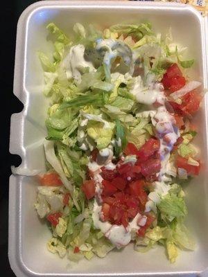 This is their salad... just ice burg lettuce and chopped tomatoes... 4.99 for this box of lettuce...