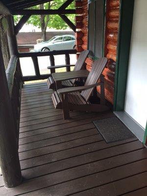 Each cabin has it's own porch and nice chairs to sit out on.