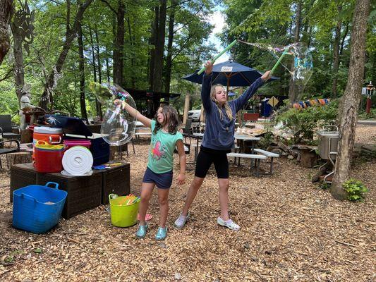 Bubble and fun next to the river