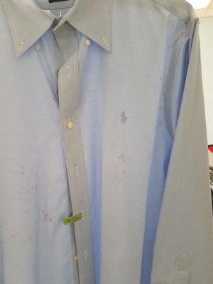 Brand new Ralph Lauren Polo shirt ruined by this cleaners.