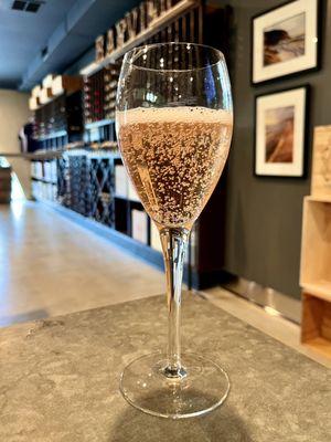 A perfect glass of Toso Brut Rosé at BarVino!