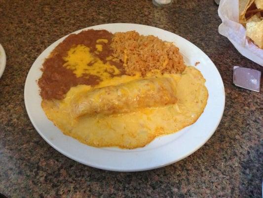 Chicken enchiladas with queso! So good!