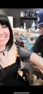 Getting a tattoo