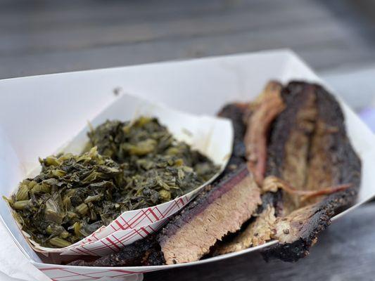 Brisket and collard greens