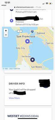 WMS also provided driver info, including name, photo and photo of the car the bag was supposedly loaded for delivery.