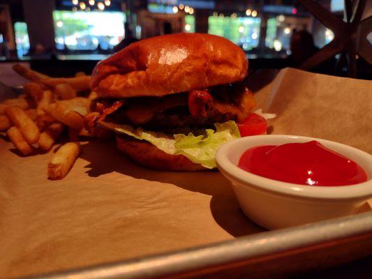 Bacon burger and fries