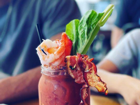 Bloody Mary with Shrimp and Bacon!