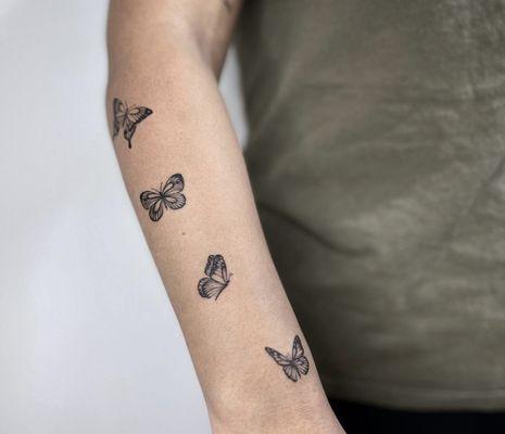 Butterflies tattoo done by artist 'Jin'- @i_am_fine_newyork