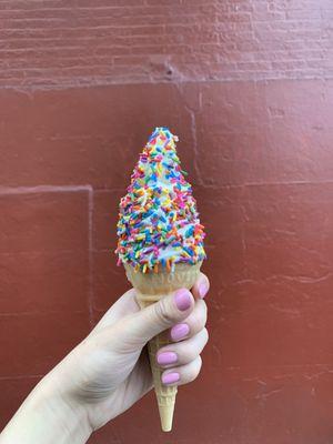 Vanilla cone with sprinkles