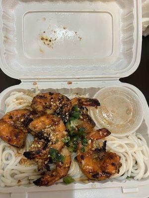 Grilled shrimp with rice vermicelli