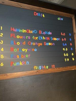 Beer menu