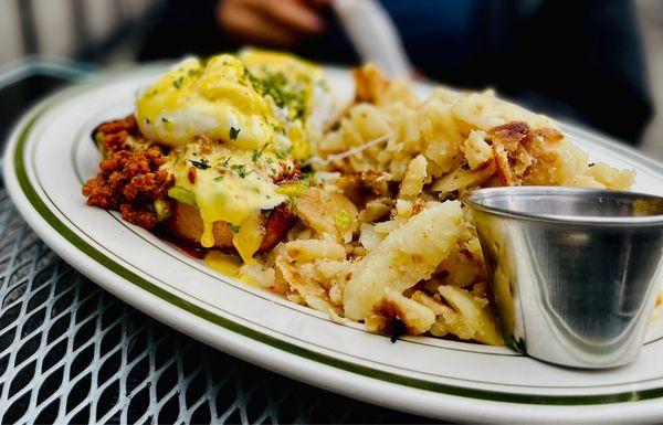 Chorizo Guacamole Benedict