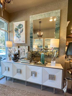 Eclectic entryway design and styling at Patrick Day Home Gallery.