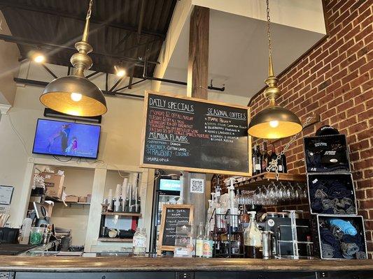 Menu and the front counter