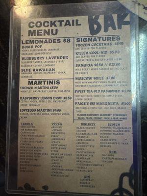 Drink menu