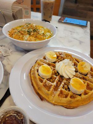 Banana  Nut Waffle & Shrimp and Grits