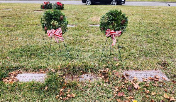 Wreaths for some very good friends graves.