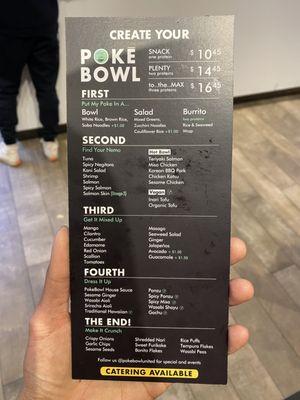 Poke Bowl Menu