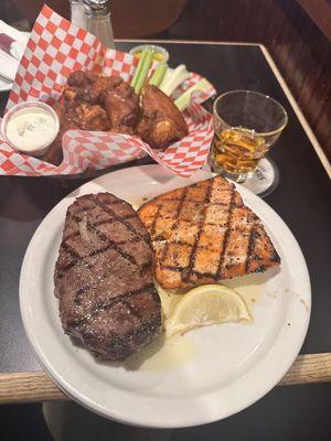 Ribeye. Salmon. Buffalo Wings.