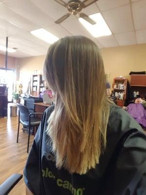 Ombre, from brown to a soft golden blonde