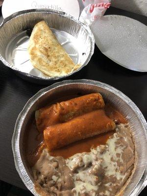 Enchiladas and quesadilla