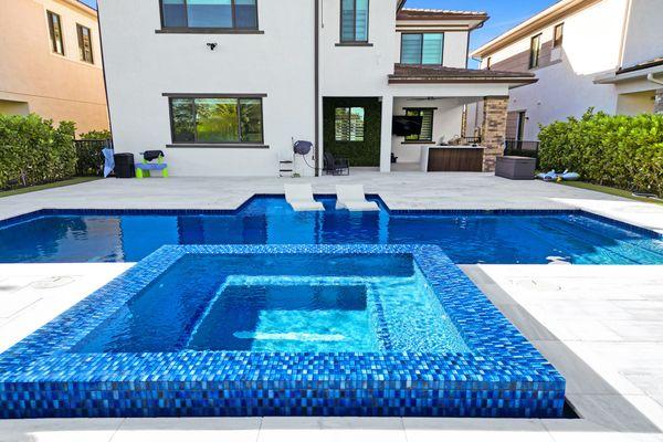 new pool with outdoor kitchen