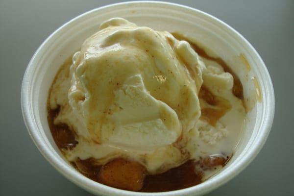 Fresh Baked Peach Dumpling Sundae