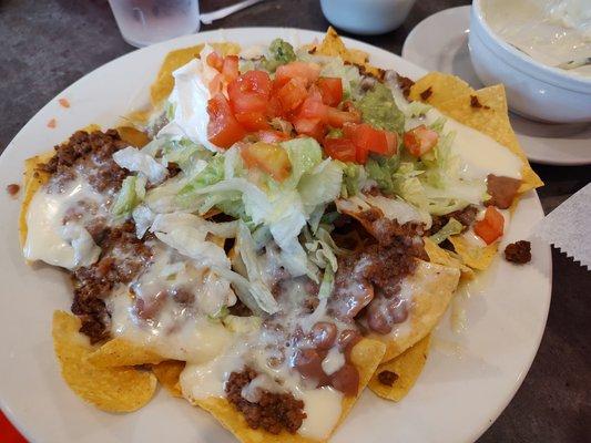 Cheese, Beef and Beans Nachos