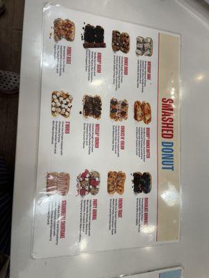 Smashed donut menu