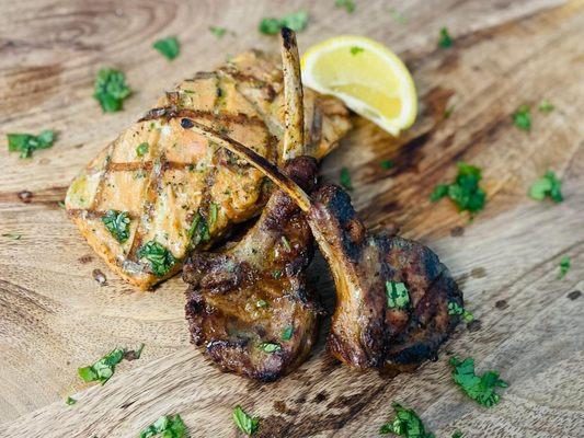 Lamb chops & Salmon