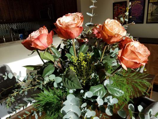 The arrangement made with Kahala roses. Beautiful!