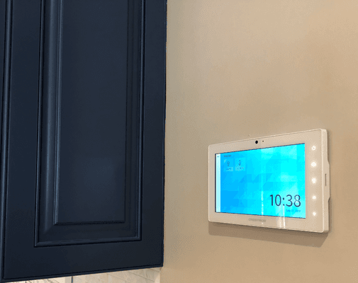 Beautiful touchscreen provides one touch control for whole home automation.