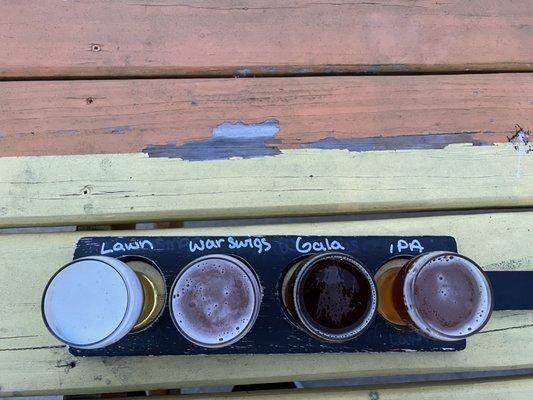 Beer flight. War swigs was a cranberry flavored.