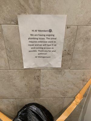 Urinal broken for months now.