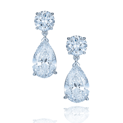 Pear Shaped Diamond Drop Earrings