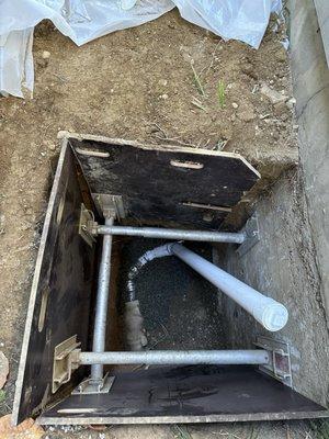 They dug this hole, hydro jetted and lined my pipe. The new clean out was also installed.