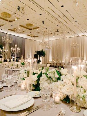 Full Room Draping with Crystal Chandeliers and Focus Lighting at The Peninsula