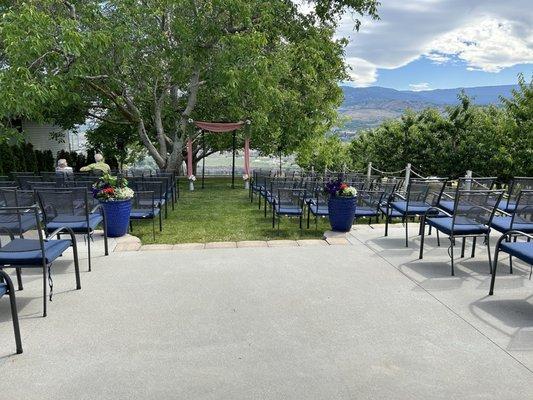 Little tasting room wedding set up.