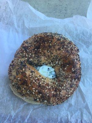 Everything bagel with scallion cream cheese