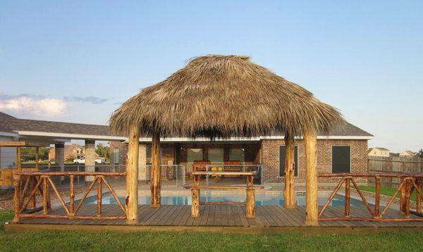 Natural Palapa with custom fence and deck added. 

Want a FREE ESTIMATE?! g
Give us a call 832-435-2433 !!