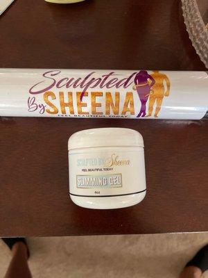 Sculpted by SHEENA's Body Wrap and Slimming Gel.