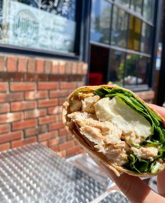 Whole wheat wrap with marinated grilled chicken, fresh mozzarella, arugula, and balsamic.