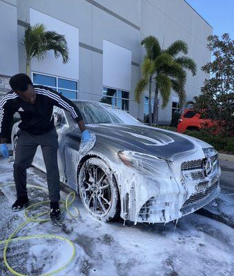 Mercedes Benz C300 convertible coupe hand wash.