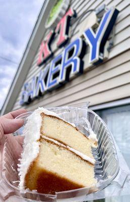 Slice of vanilla coconut cake