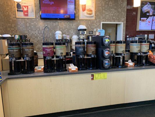 Self serve coffee station.