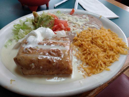 Half chimichanga lunch.