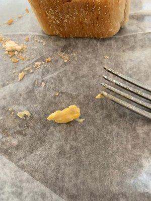 Chunks of egg yolk in the fettuccine Alfredo